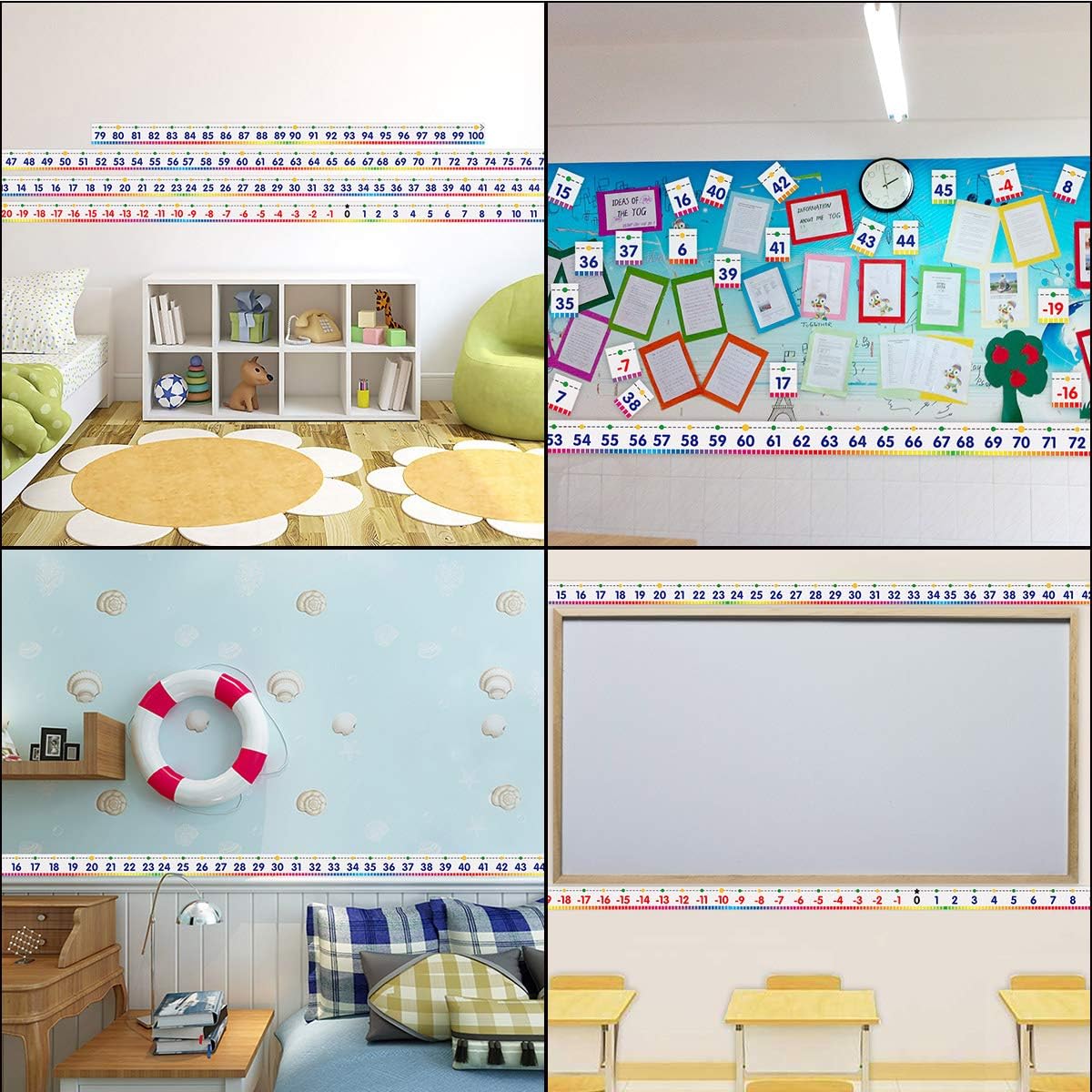 Fancy Land Number Line Bulletin Board Border -20 to 100 Number Line for Classroom Wall Classroom Decoration Set 36ft 1 Roll for Math Classes