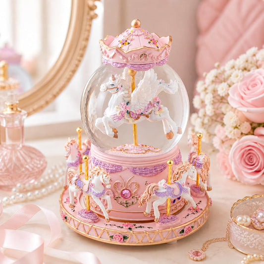 Magical Unicorn Snow Globe with “Somewhere Over the Rainbow” Music, Rotating Carousel Music Box, LED Lights & Glitter Snow, Perfect Birthday, Xmas, Valentine’s Gift, for Girls, Kids & Unicorn Lovers