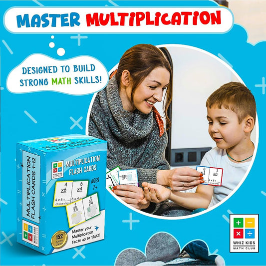 Multiplication Flashcards – Jumbo 6"x4" Colorful Flash Cards with Visual Pictures and Multiplication Properties – Educational Math Tool for Kids to Learn Times Tables Quickly