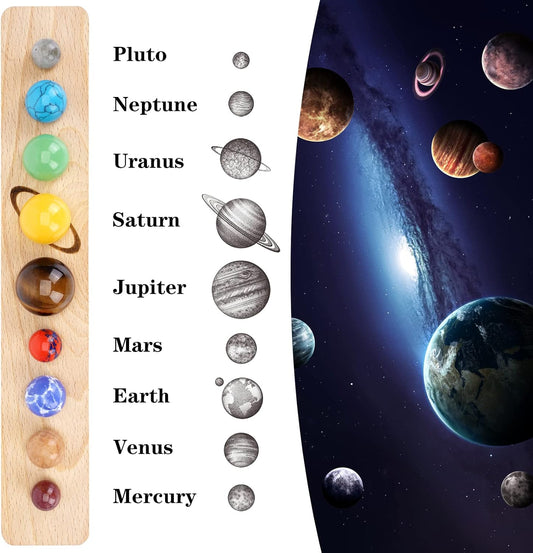 Nine Planets Gem Stones Planets Decorations Solar System Model Handmade Space Home Office Desk Decorations Creative Gift for Men, Women, Kids