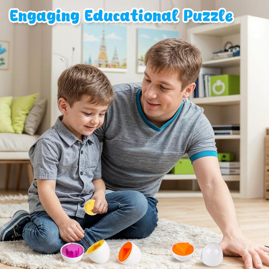 HANSGO Shape Matching Eggs Toys for Toddlers, 6 Easter Egg Toys with Storage Carton, Educational Color and Shape Matching Set