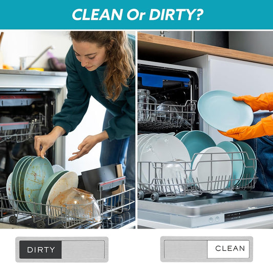 Dishwasher Magnet Clean Dirty Sign, Strong Magnet Non-Scratch Clean Dirty Magnet for Dishwasher, Easy to Read & Slide