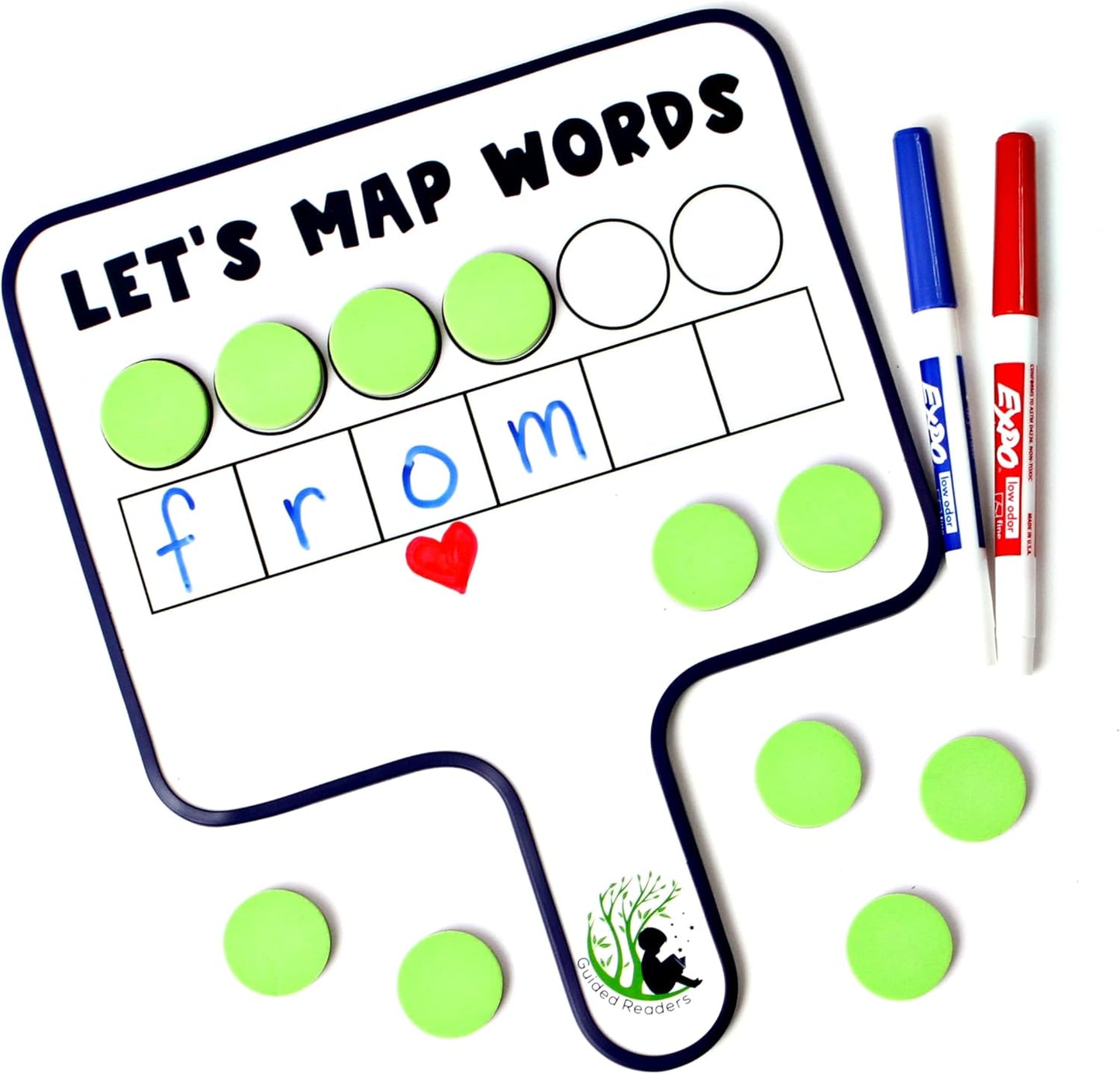 6 Map-Its Paddles for Word Mapping | Hands-On Phonemic Awareness Tool | Magnetic Dry-Erase Paddles for Phonics & Spelling | Structured Literacy & Science of Reading Classroom Resource