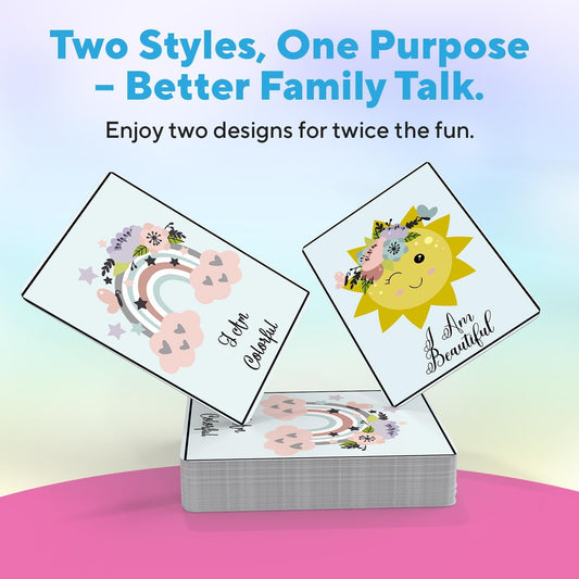 Family Discussion Cards Set, 200 Engaging Conversation Starters for Quality Time - Screen-Free Bonding Activity for Dinners, Gifts, Holidays and Gatherings(Kid001)