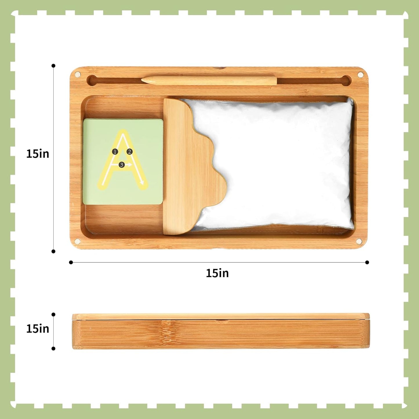AtMini Montessori Sand Tray with Lid - Wooden Sand Trays for Kids Writing Letters and Numbers, Preschool Classroom Must Haves, Kindergarten Learning Tools (Blue)