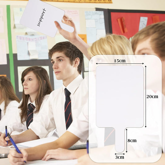 Seajan 100 Pcs Auction Bidding Paddles Bulk Answer Numbers Voting Blank Fans Dry Erase Boards Doubled Sided Handheld for Back to School Supplies(White,Round)