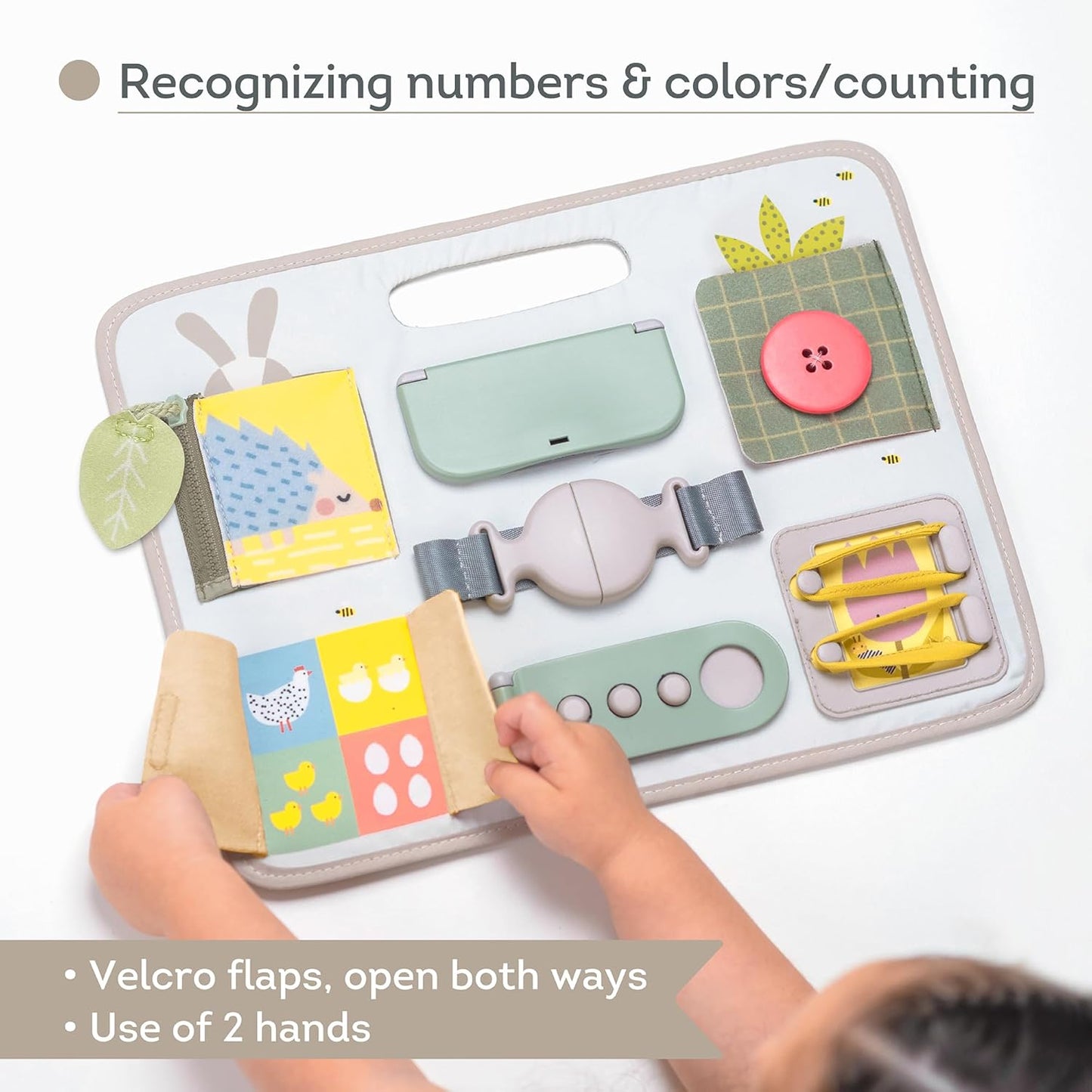 Taf Toys Snap'n Learn Board Busy Board for Toddlers 18 Months & up Montessori Sensory Activity Board Travel Toy Non-Toxic Educational Learning Toy for Boys & Girls Birthday Gift