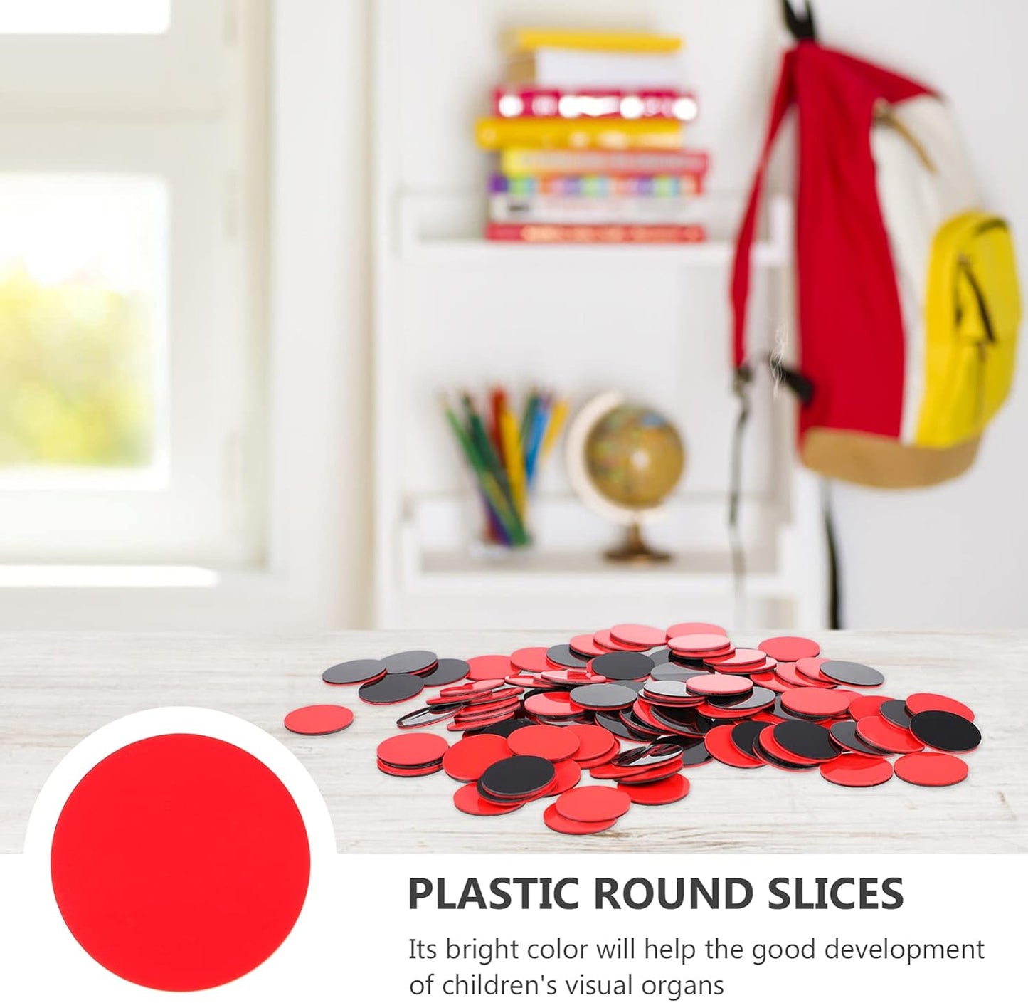 Kisangel 100Pcs Plastic Counting Chips Round Bingo Tokens for Kids Learning Math Addition Subtraction Educational Game Accessories with Bright Colors and Waterproof Feature