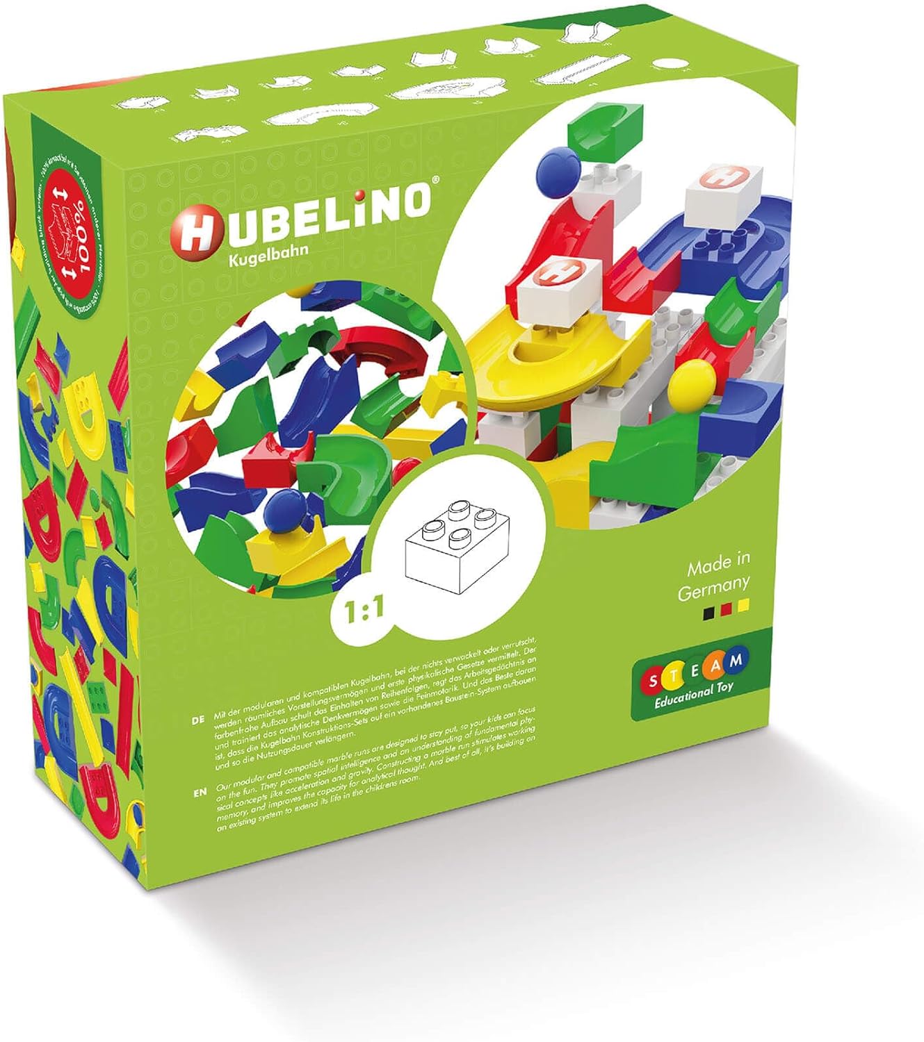 Hubelino 55 Piece Run Elements - The Original Marble Run Expansion Set - Made in Germany