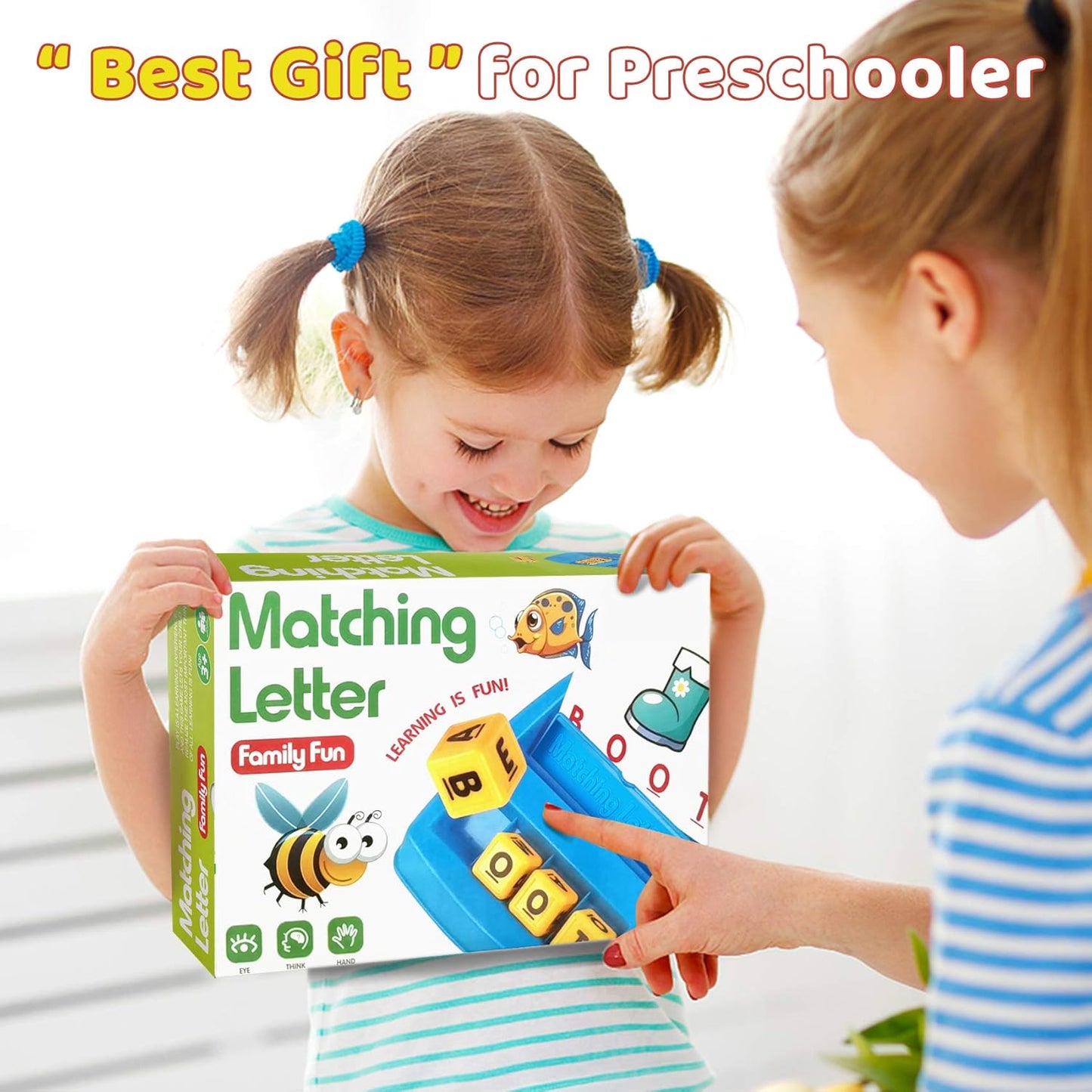 Matching Letter Game for 3 4 5 Year Old Girls Gifts, ABC Learning Toys for Kids Age 3-5, Educational Spelling Games Toys for Toddler Age 4-8, Preschool Birthday Gifts for 2 3 4 5 Year Old Boys Girls