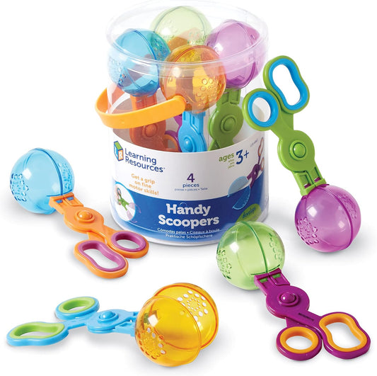 Learning Resources Handy Scoopers, Fine Motor Toy, Colors May Vary, Set of 4, Ages 3+ & Helping Hands Fine Motor Tool Set Toy, Fine Motor and Sensory Toy, Ages 3+ (LER5558),Multi-Color