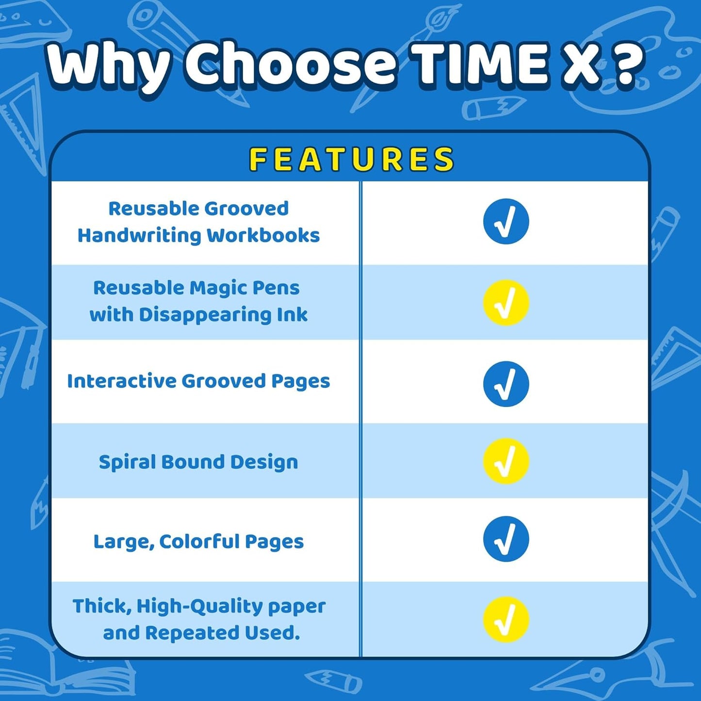 TIME X Magic Grooved Writing Practice Books, Reusable 3D Groove Handwriting Practice Workbooks for Kids Ages 3-8, Large Preschool Writing Books with Disappearing Ink for Kids 5-7 (Practice 6-Books)