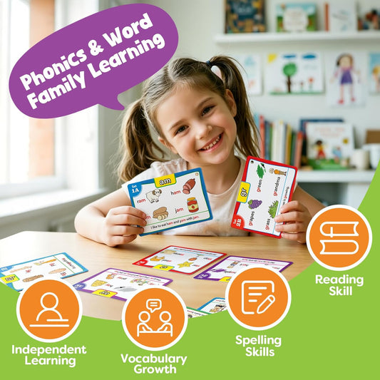 Torlam Phonics Flash Cards Learn to Read Spelling Reading Sight Words Phonics Games, Digraphs CVC Blends Long Vowel Sounds Kids Dolch Fry Site Words for Pre-k Kindergarten 1st 2nd 3rd Homeschool