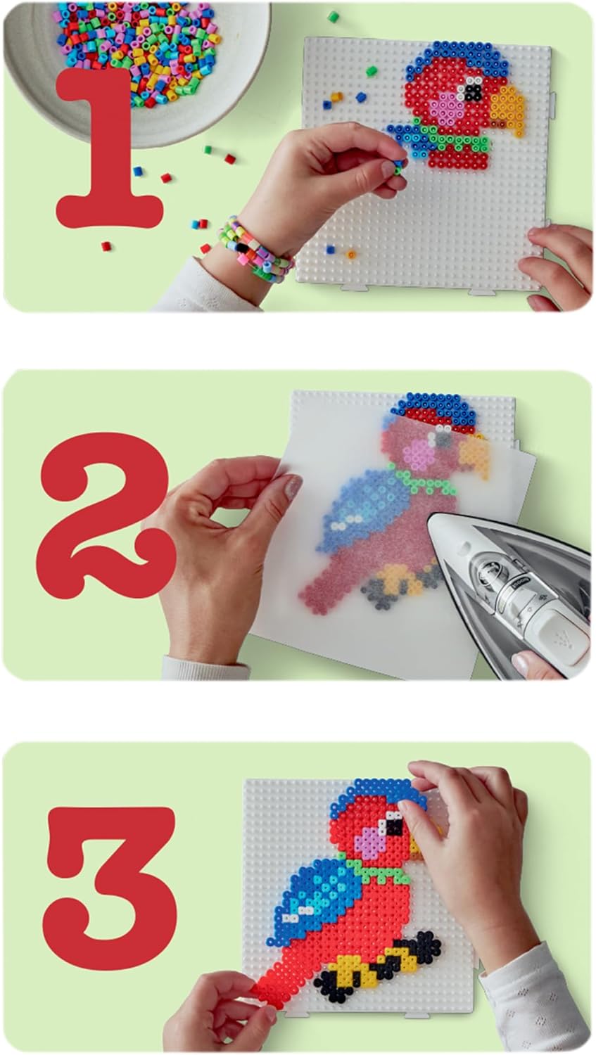 Hama Beads 3160 Iron-On Beads Pets Gift Pack Crafts with Approx. 4,000 Midi Beads, 2 Square Peg Plates for Interlocking Design Template, Ironing Paper, for Children Aged 5 Years and Above