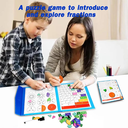 Magnetic Fraction Demonstration Book, Magnetic Fraction Tiles, Fractions Manipulatives, Score Disk Demonstrator Math Puzzle Learning Building Block Set- (2Set)