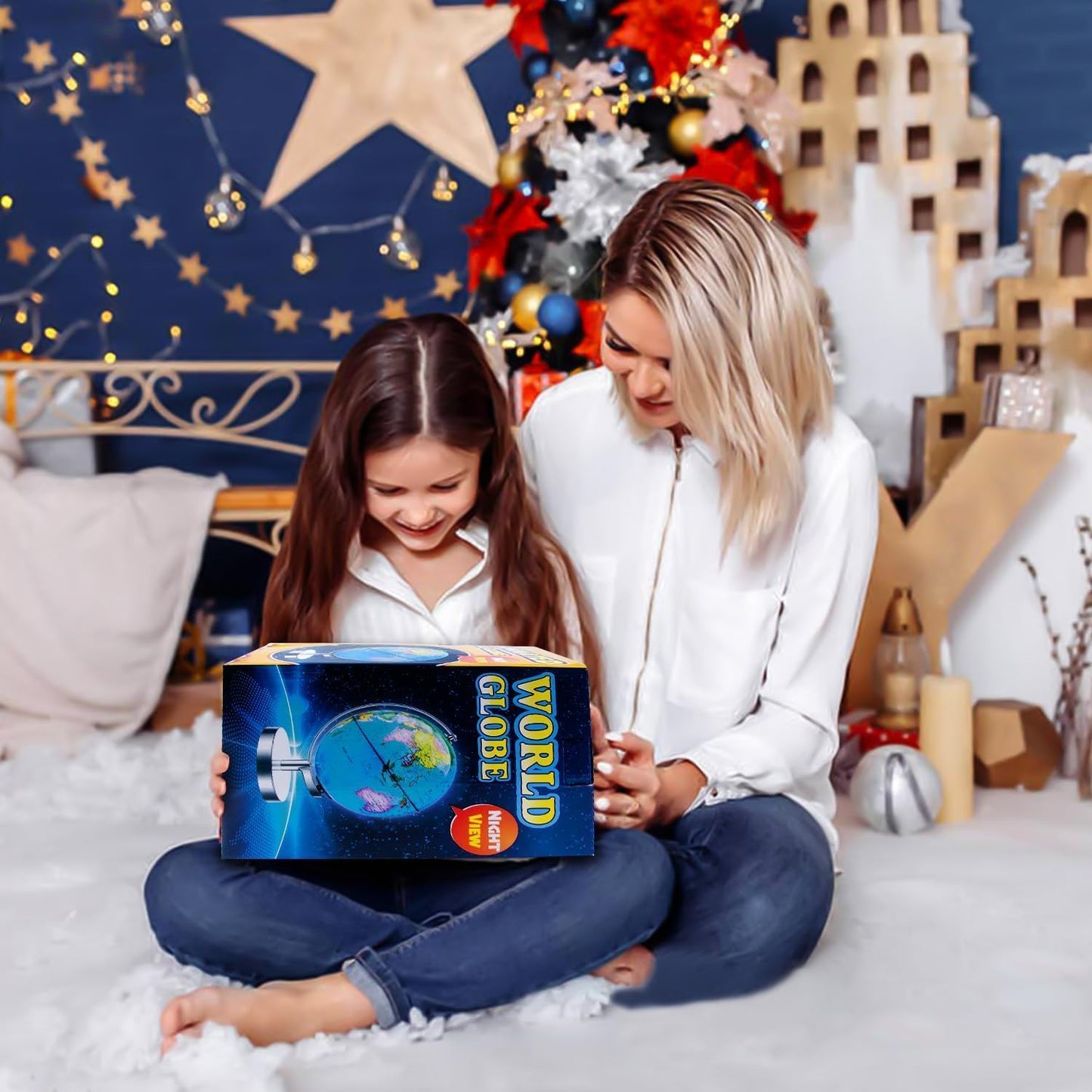 TTKTK World Globe with Stainless steel Stand Rotating Earth Spinning Globe for Kids Geography Classroom Education or Decorations (8 Inch Blue)