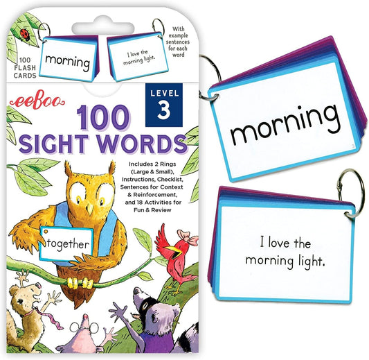 eeBoo: 100 Sight Words Level 3 Educational Flash Cards, Important Tool for Early Reading, Introduces Words in Color-Coded Sets, Educational Game That Stimulates Learning