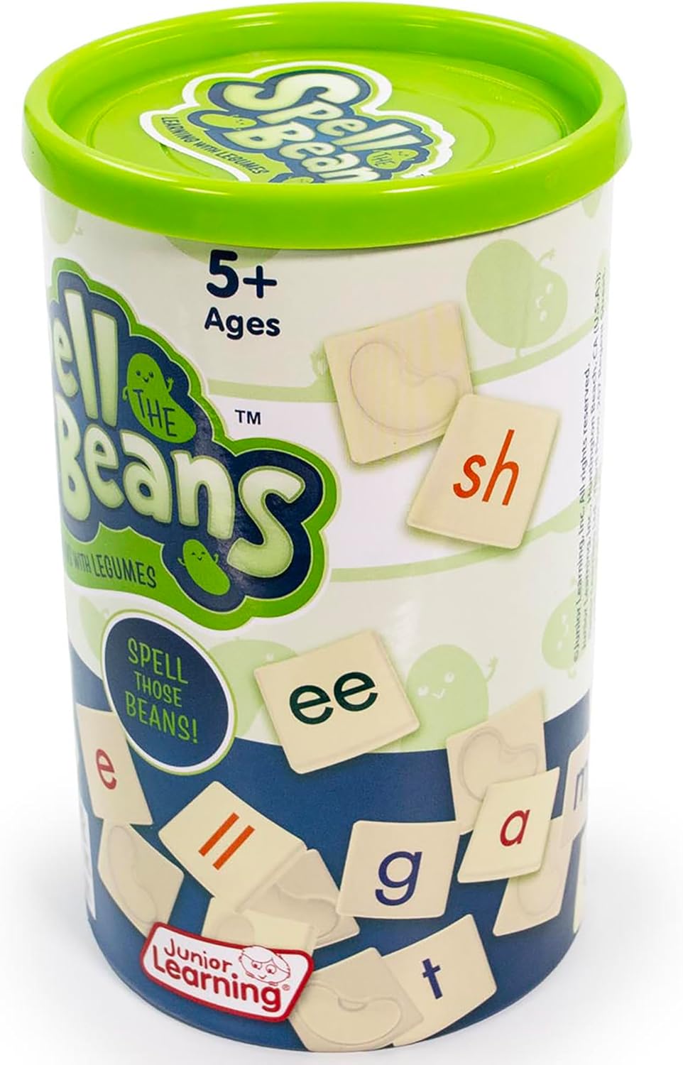 Junior Learning: Spell The Beans - Word Building Game, Tile Flipping & Collection Play, Color-Coded Letters, Early Reader & Literacy Skills, Kids 5+