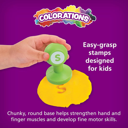 Colorations Alphabet Dough Stampers Set, Uppercase Letters – Set of 26 Letter Stamps, Fun ABC Learning Tool for Toddlers, Ideal for Classroom and Home Learning