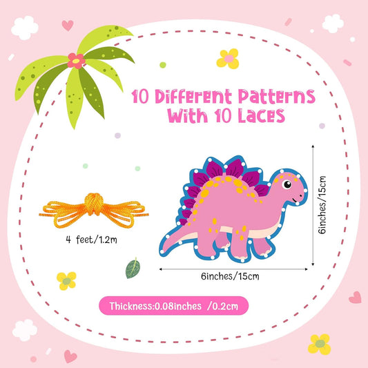 Pajean 10 Pcs Kids Lacing Cards Double Sided Animal Sewing Cards Kits 10 Styles Lacing Toy Crafts for Toddler Ages 3+ Developing Imagination Preschool Learning Activity Supplies(Farm Style)