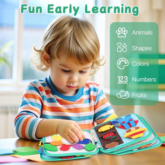 Cobelae Busy Book for Toddlers 1-3, Felt Busy Board for 1 Year Old, Montessori Quiet Book, Toddler Sensory Learning Activity Book, Travel Toys Gifts for Baby Age 1+