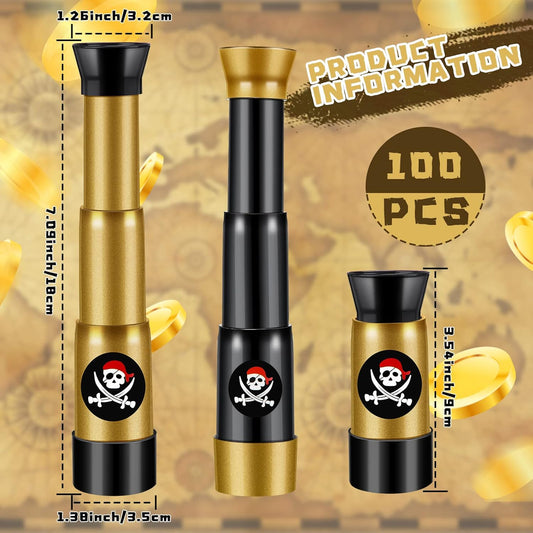 Deekin 12 Pcs Pirate Telescope Toy for Kids Pirate Birthday Toddler Telescope Spyglass Mini Treasure Hunt Pirates Ship Toys for Kids Birthday Party Favors