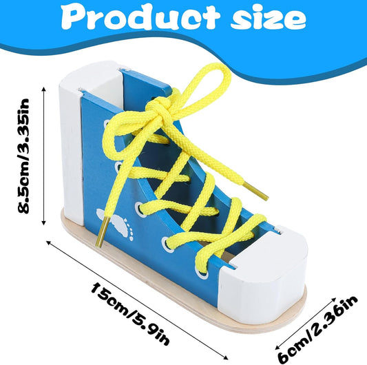 Shoe Ties Practice for Kids Learn to Tie Shoes with Wooden Lacing Sneaker Shoelaces a Shoe Educational Toy