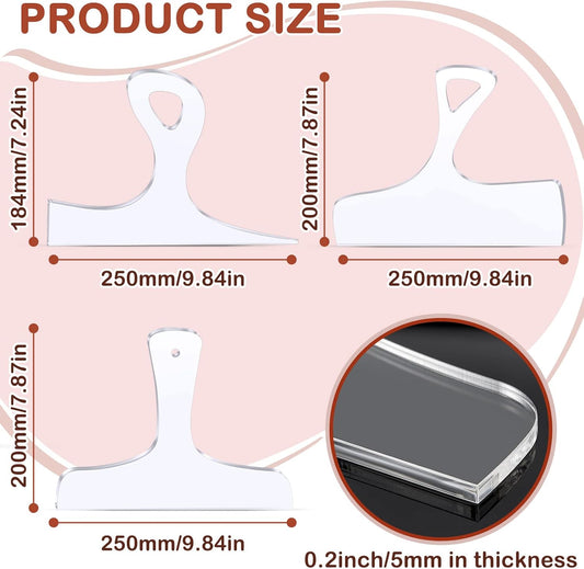 Maitys 3 Pcs Christmas Acrylic Router Templates for Woodworking 10 x 6 Inch Charcuterie Handle Cutting Board Clear Acrylic Template Angled Curvy Tracing Stencils Guide Tool for Kitchen(Basic Style)