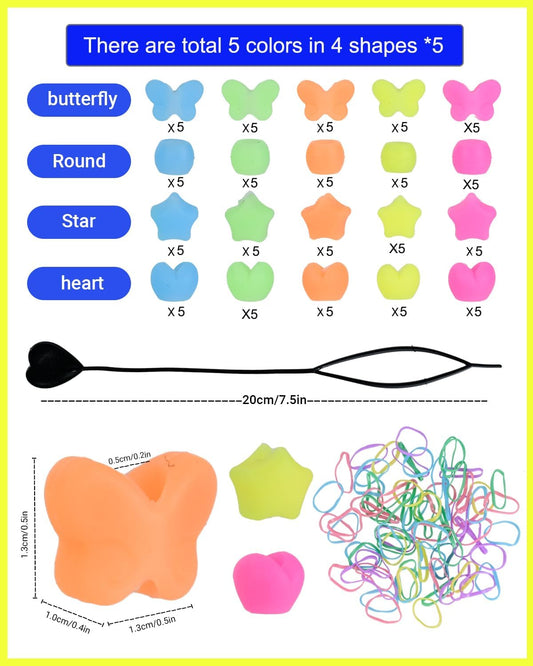 100 Pcs Silicone Beads for Hair,Soft Silicone Beads for Kids Girls with 5mm Hole,Colorful Rubber Bead for Braids Glow in The Dark Hair Ties Kit