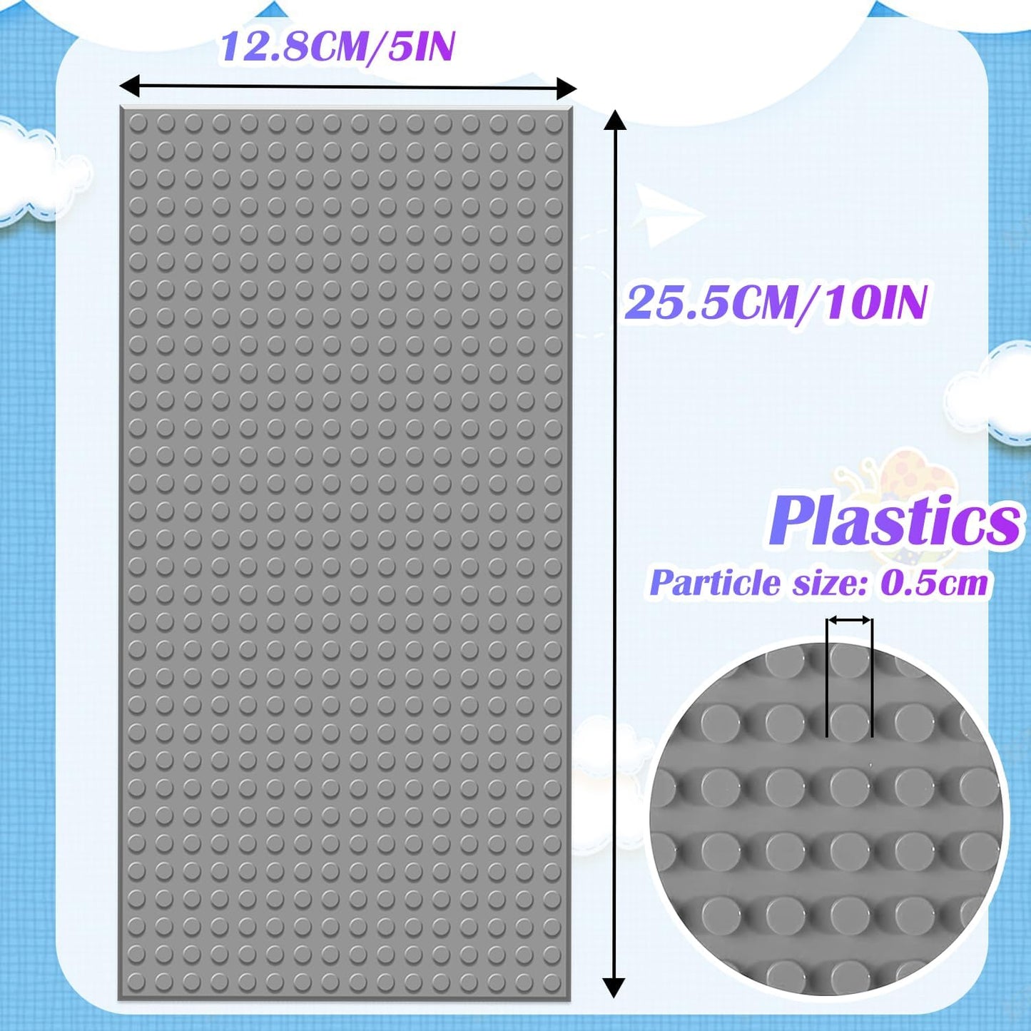 TORMEN 10x5 inch Classic Baseplates, Building Bricks Plates Compatible for Major Brands, & STEM Activities, Inspiring Creativity & Learning(Green*4