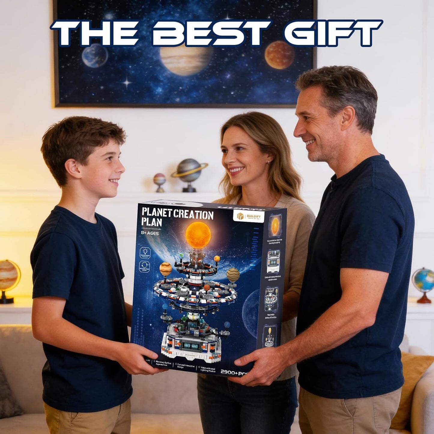 Rotating Solar System Building Set with LED Lights, 2900 PCS Collector's STEM Model Kit, 8 Orbiting Planets & Glowing Sun – Educational Gift for Adults, Kids 8+, Astronomy Enthusiasts