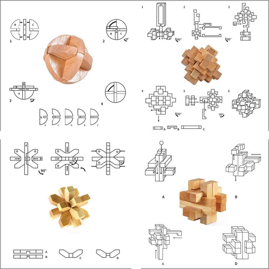 ULT-unite3D Wooden Cube Brain Teaser Puzzle