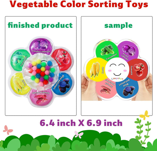Limpskys Sorting Toys, Color Sorting Sensory Toys, Sensory Toys for Toddlers, Autism Toys for Toddlers 3-4, Quiet Fidget Toys,Color Matching Game (Multicolor-Fruit)