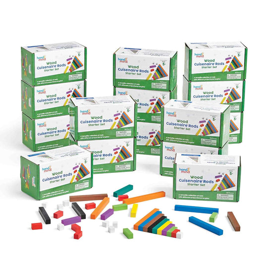 hand2mind Wooden Cuisenaire Rods Classroom Set, Teaching Fraction Bars, Montessori Math Manipulatives, Math Teacher Must Haves Elementary, Kindergarten Homeschool Supplies (15 Sets of 74)