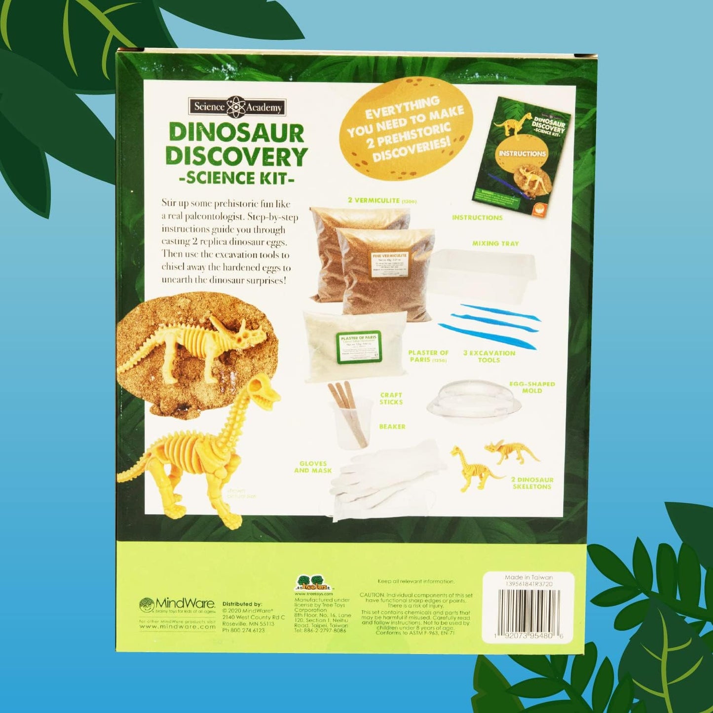 MindWare Dino Egg Dig Kit - Make 2 Giant Dino Eggs, Then Excavate The Dinosaur - Includes Science Experiment