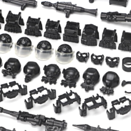 Feleph SWAT Equipment Pack City Army Toy Set for Special Weapons and Tactics Figures, Black Modern Military Bricks Kit Gear Accessories Building Blocks Compatible with Major Brand
