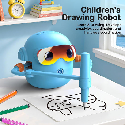Drawing Robot for Kids Montessori Painting Toys for 3 4 5 6 7 8 Year Old, Voice Interactive Educational Drawing Machine with 100 Cards,16 Colorful Pens & Music-Gift for Boys Girls