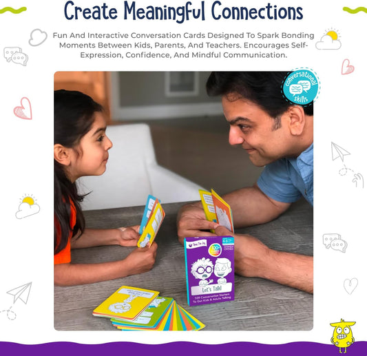 Let's Talk Conversation Starter Cards for Kids | 100+ Prompts & Questions to Build Emotional Intelligence, Communication, and Social Skills | Fun Family & Classroom Game | Ages 4+