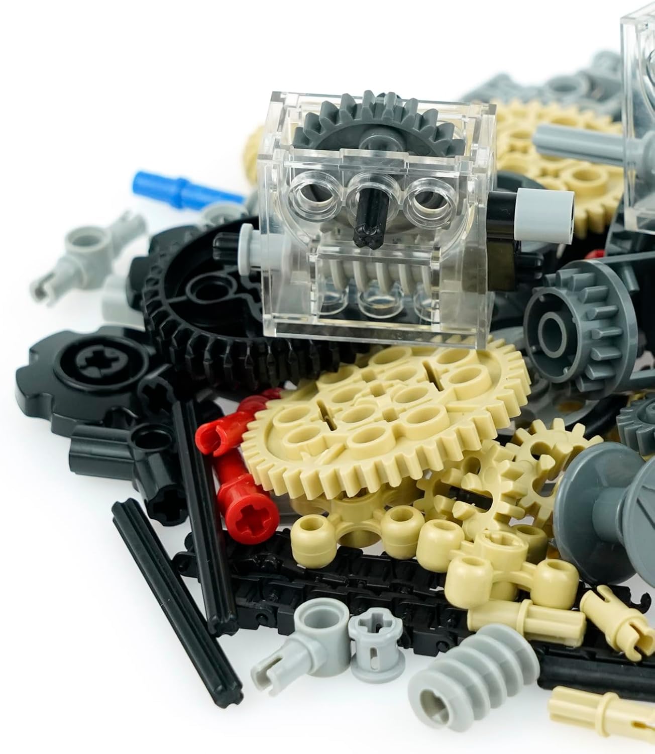 Technical-Pieces-Parts Set, Gears Wheels-and-Axle Pin Connector Pin Rack Steering Wheel Differential, MOC Building Blocks Compatible with Major Brands.