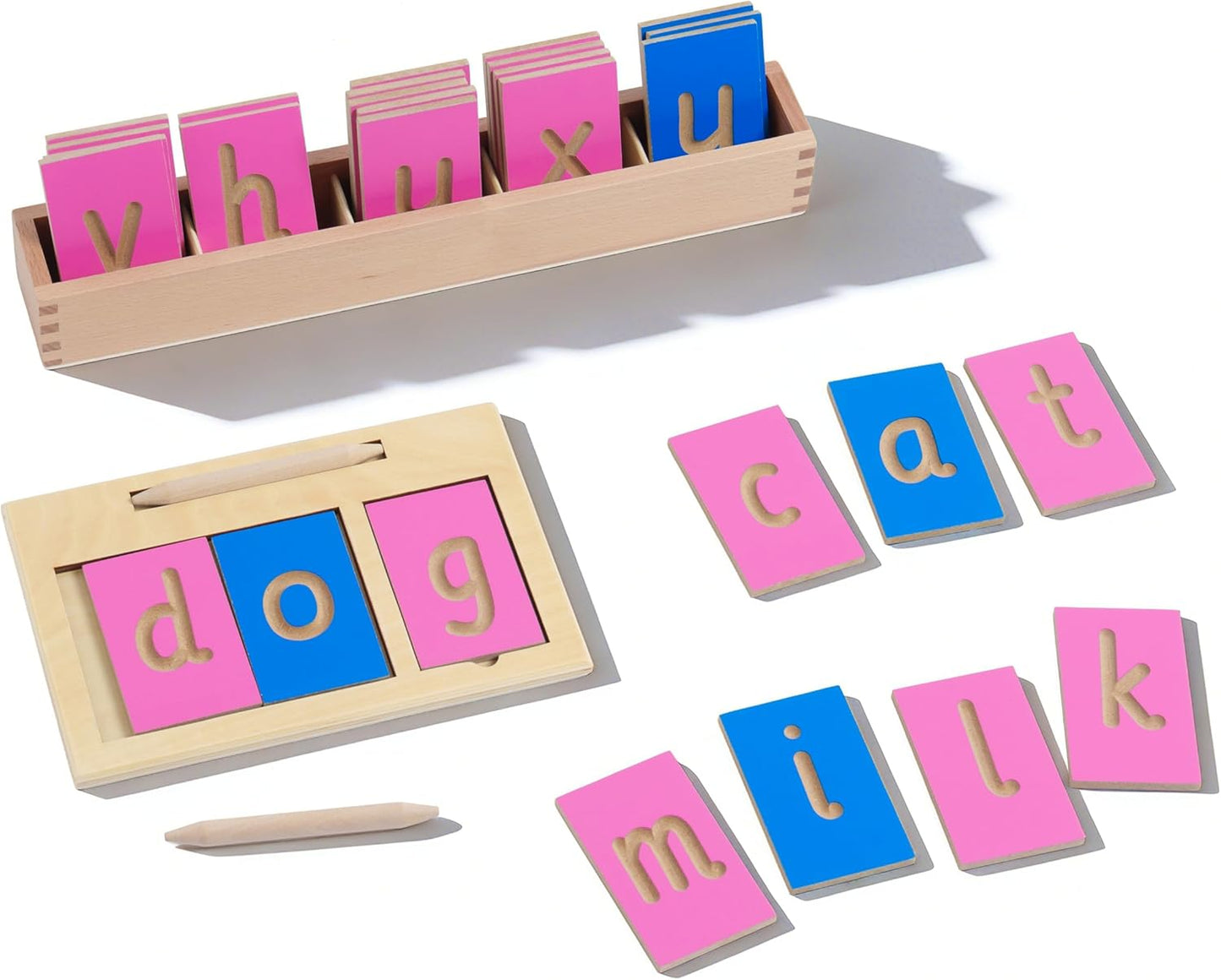 Premium Montessori Lowercase English Description Board,Beechwood Letter Tracing, Letters Vowels Consonants, Pre-Writing Activity Alphabet Recognition Handwriting Practice Homeschool Kids Toddlers 3+