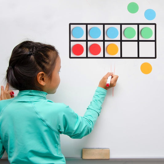 Bright Creations Giant Magnetic Ten Frames for Classroom Learning - 4 Pack Multi-Color Magnetic Frames with 48 Math Counters (12.25 x 5 in)