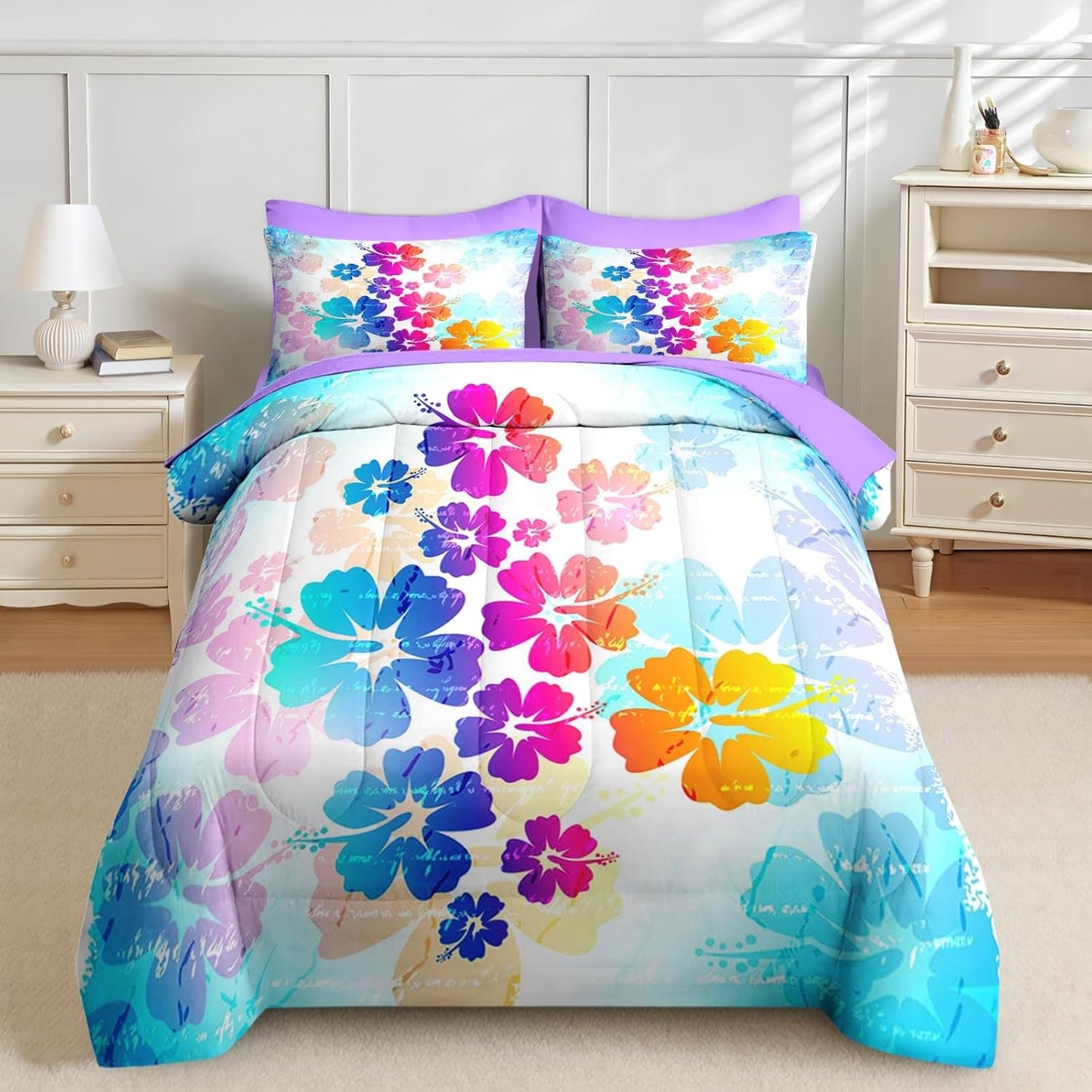 Nesker Comforter Set Twin Size, Science Lab School 5 Pcs Bedding for Kids and Adults, Medical University Chemistry Bed Sheet Sets with Fitted Sheet Pillowcase & Sham