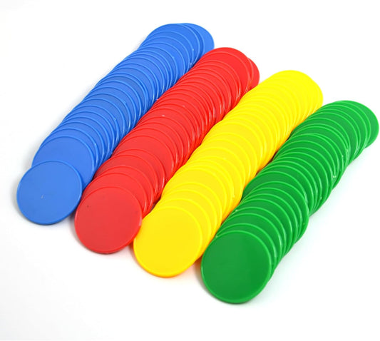 Smartdealspro 100pcs 32mm/1.26 Inch Opaque Plastic Learning Counters Disks Mini Poker Chips Game Tokens with Storage Box (Red)