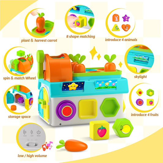 Montessori Toys for 1-2 Year Old Boys Girls, 1st First Birthday Gift for One Year Old, Baby 12-18 Month Educational Shape Matching Game w/ Lights & Sound, Fine Motor Learning Toys for Toddlers 1-3