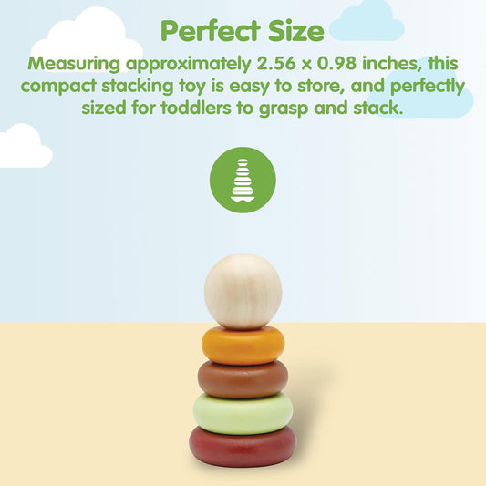 PlanToys® My First Stacking Toy Wooden Rings in Modern Rustic Shades | Montessori Fine-Motor Development Toy for Focus, Coordination & Early Learning | Eco-Friendly Educational Toy