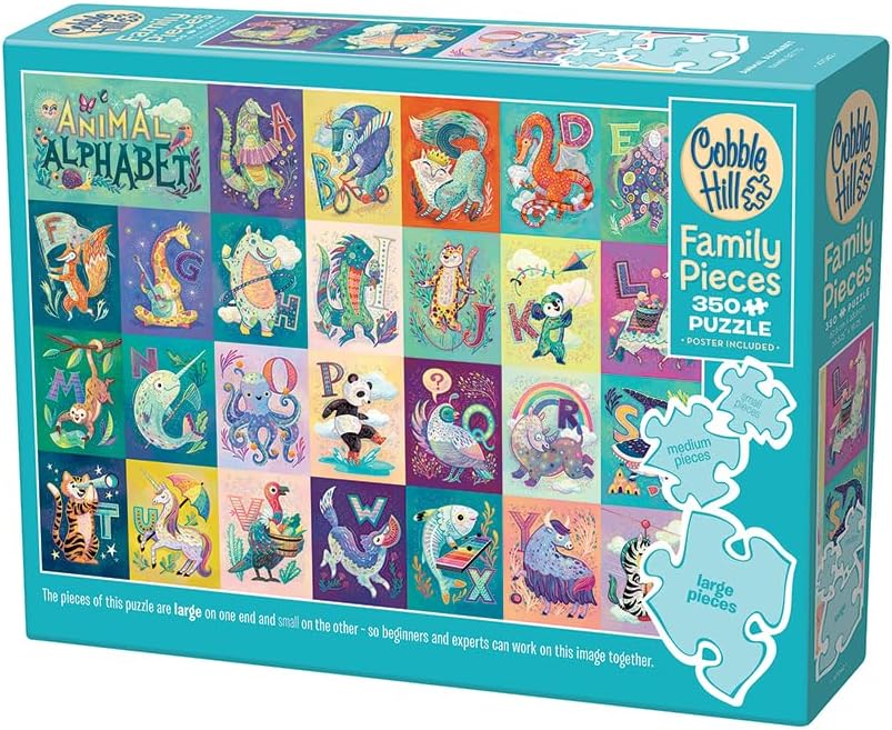 Cobble Hill Family Piece's 350 Puzzle -Animal Alphabet - Sample Poster Included