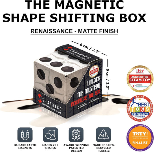 Shashibo Shape Shifting Box - Award-Winning STEM Fidget Toy with Ultra Strong Magnets - Puzzle Cube Transforms Into 100+ Shapes, Perfect Sensory Gift for Kids, Teens, and Adults (Glowquarium)
