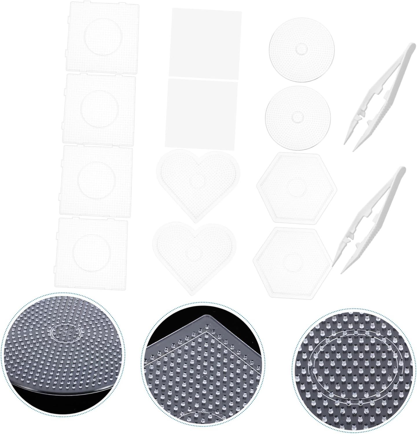 DIY Plastic Pegboards Set for Boys and Girls 16pcs Multi-Function Fuse Beads Board Small Craft Template for Creative Learning and Fun Activities