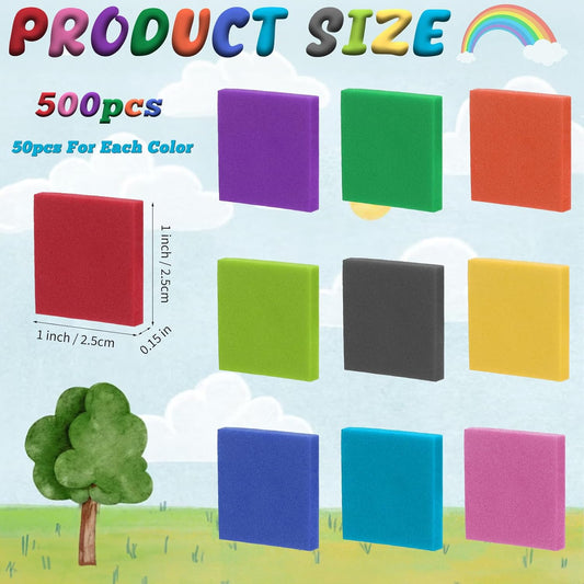 Coopay 1000 Pcs Foam Square Color Tiles, Math Counters, Sorting Colored Foam Squares Math Counting Manipulatives, Game Tokens, Bingo Chips, Classroom Crafts for Kids Learning Development Toys