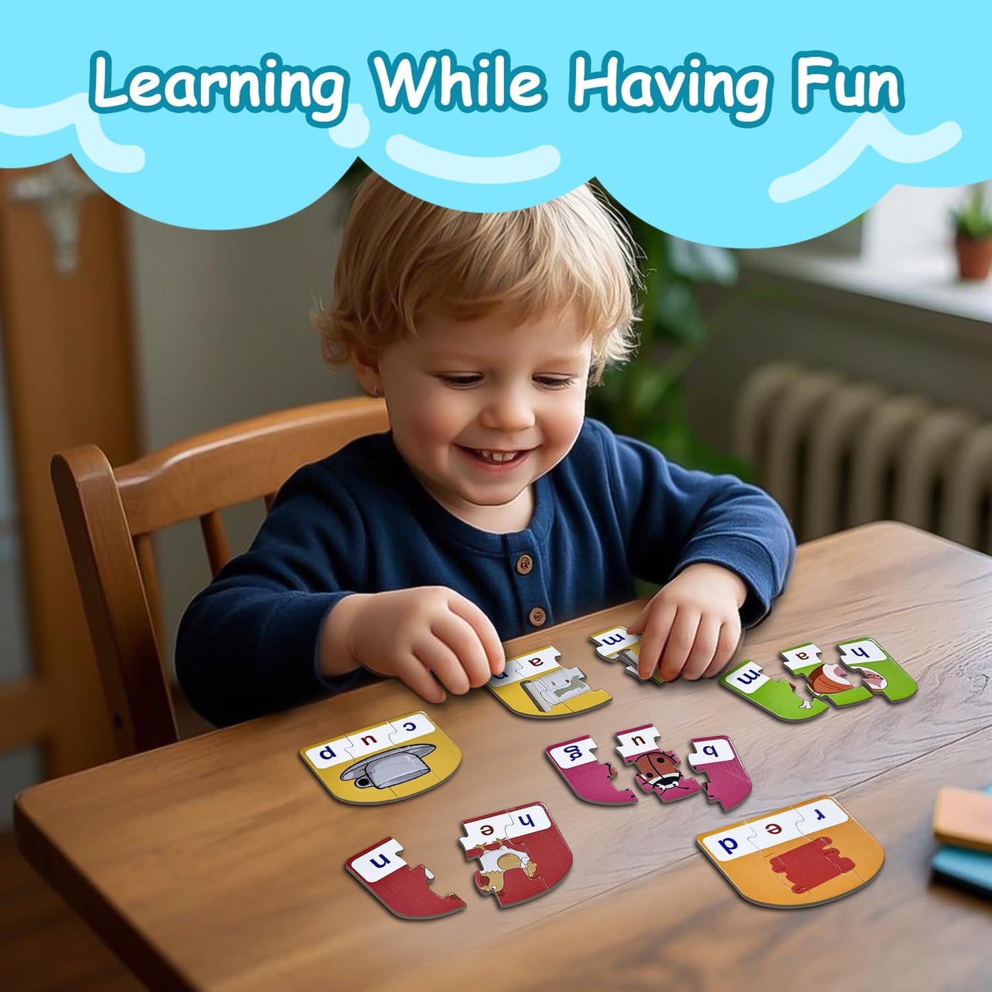CVC Puzzle Cards for Kids – Phonics & Spelling Games for Toddlers, 3-Letter Word Puzzles for Preschool & Kindergarten, Perfect for Speech Therapy & Early Learning Classroom Essentials